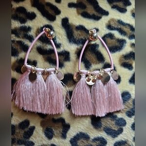 Chic, Pink Tassel Earrings